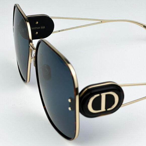 NEW Dior DIORBOBBY S1U B5B0 Gold Blue Metal Women Geometric Oversized Sunglasses